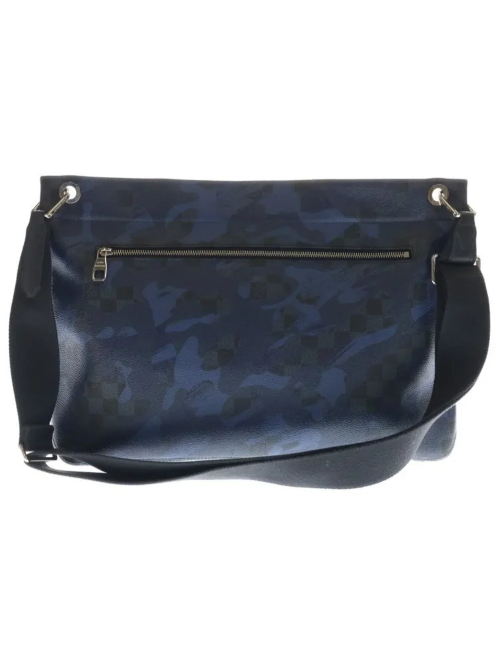Louis Vuitton Damier Cobalt Camouflage Hunter Shoulder Bag Blue Leather Silver
